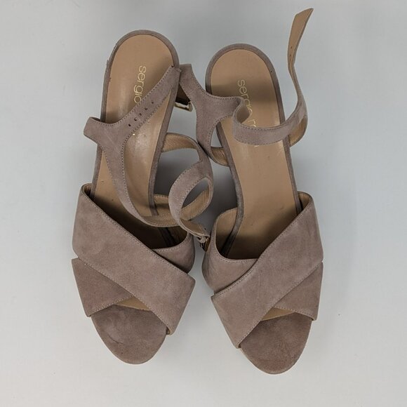 Sergio Rossi Tan Suede Platform Sandal, Size 41 - Picture 2 of 10